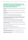 NUR-641E Advanced Pathophysiology and Pharmacology for the Nurse Educator Exam Graded A+