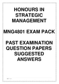 HONOURS IN STRATEGIC MANAGEMENT MNG 4801 EXAM PACK, PAST EXAMINATION QUESTION PAPERS SUGGESTED ANSWERS
