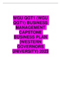 WGU QGT1 (WGU QGT1) BUSINESS MANAGEMENT CAPSTONE BUSINESS PLAN (WESTERN GOVERNORS UNIVERSITY) 2023