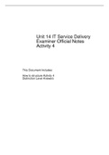 Unit 14 IT Service Delivery Activity 4 OFFICIAL EXAMINER ANSWERS