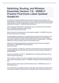 Switching, Routing, and Wireless Essentials (Version 7.0) - SRWEv7 Practice Final Exam Latest Updated Graded A+