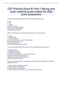 CST Practice Exam #1 Part 1 Spring new exam material guide written for 2023 exam preparation