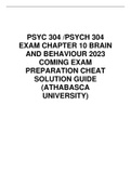 PSYC 304 /PSYCH 304 EXAM CHAPTER 10 BRAIN AND BEHAVIOUR 2023 COMING EXAM PREPARATION CHEAT SOLUTION GUIDE (ATHABASCA UNIVERSITY)