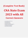 (Complete Test Bank) CNA State Exam 2023 with All Correct Answers (+1100 Questions and Answers)