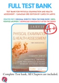 Test Bank For Physical Examination and Health Assessment - Canadian 3rd Edition by Carolyn Jarvis 9781771721547 Chapter 1-31 Complete Guide.