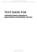 TEST BANK FOR UNDERSTANDING ABNOMINAL BEHAVIOURS 1OTH EDITION SUE SUE