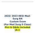     2022/ 2023 HESI Med-Surg RN  Custom Exam  (For Med Surg II Class) Verified 