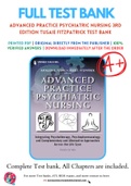 Test Bank for Advanced Practice Psychiatric Nursing 3rd Edition Integrating Psychotherapy, Psychopharmacology, and Complementary and Alternative Approaches Across the Life Span by Kathleen Tusaie, Joyce J. Fitzpatrick Chapter 1-26 Complete Guide A+