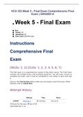 HCA 322 Week 5 - Final Exam Comprehensive Final Exam | GRADED A