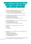 Textbook of Basic Nursing 11th Edition Rosdahl Test Bank-100% verified -2023-2024