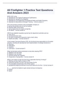 All Firefighter 1 Practice Test Questions And Answers 2023