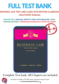Solutions Manual for Business Law Text and Cases 14th Edition by Kenneth W. Clarkson; Roger LeRoy Miller; Frank B. Cross Chapter 1-51 Complete Guide
