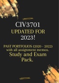 CIV3701 Exam and Study Pack (2023) Q&A with past assignments till the latest!  CIV3701 (Civil Procedure)