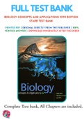 Test Banks For Biology: Concepts and Applications 10th Edition by Cecie Starr; Christine Evers; Lisa Starr, 9781305967335, Chapter 1-44 Complete Guide