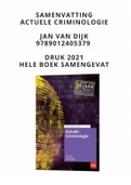 Samenvatting Actuele Criminologie - Jan van Dijk Wim Huisman - 9789012405379  - Hele boek super compact