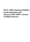 WGU C963 American Politics Exam Questions and Answers 2023 100% Correct Verified Answers
