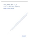 Organising for Entrepreneurship: Example questions & Answers