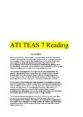 ATI TEAS 7 Reading Questions Verified With 100% Correct Answers