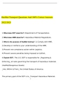 HazMat Transport Test Questions and Answers (2022/2023) (Verified Answers)