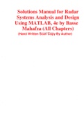 Solutions Manual for Radar Systems Analysis and Design Using MATLAB, 4e by Bassem Mahafza
