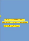TESTBANK FOR MEDICAL TERMINOLOGY SIMPLIFIED 6TH EDITION BY GYLYS 
