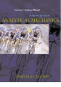 Instructor’s Solutions Manual To Accompany  Analytical Mechanics 7th Edition