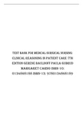 TEST BANK FOR MEDICAL-SURGICAL NURSING: CLINICAL REASONING IN PATIENT CARE 7TH EDITION GERENE BAULDOFF PAULA GUBRUD MARGARET CARNO ISBN-10: 0134868188 ISBN-13: 9780134868189