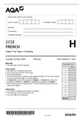 GCSE FRENCH Higher Tier Paper 3 Reading[DOWNLOAD TO PASS]