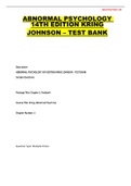 Abnormal psychology 14th edition kring johnson test bank