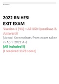 2022 RN HESI EXIT EXAM Version 1 (V1) – All 160 Questions & Answers!! (Actual Screenshots from exam taken in April 2022 A+)
