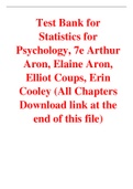 Statistics for Psychology, 7e Arthur Aron, Elaine Aron, Elliot Coups, Erin Cooley (Test Bank)