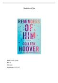 Boekverslag Engelstalig! Reminders of Him by Colleen Hoover 
