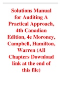 Auditing A Practical Approach 4th Canadian Edition By Moroney, Campbell, Hamilton, Warren (Solutions Manual)