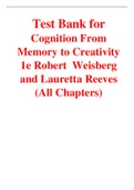 Cognition From Memory to Creativity 1st Edition by Robert  Weisberg , Lauretta Reeves  (Test Bank)