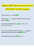 Indiana MPJE Questions Verified With 100% Correct Answers