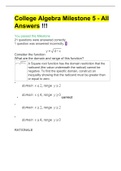 College Algebra - Final Milestone 5 with Answers