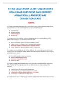 ATI RN LEADERSHIP LATEST 2023 FORM B REAL EXAM QUESTIONS AND CORRECT ANSWERS(ALL ANSWERS ARE CORRECT)|AGRADE