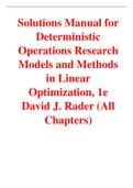 Deterministic Operations Research Models and Methods in Linear Optimization 1st Edition by David Rader (Solutions Manual)