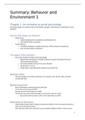Summary Behavior & Environment 1 Lecture + Book
