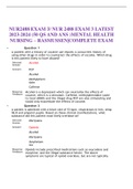    NUR2488 EXAM 3/ NUR 2488 EXAM 3 LATEST 2023-2024 (50 QS AND ANS )MENTAL HEALTH NURSING – RASMUSSEN|COMPLETE EXAM