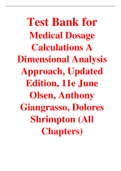 Medical Dosage Calculations A Dimensional Analysis Approach, Updated Edition, 11e June Olsen, Anthony Giangrasso, Dolores Shrimpton (Test Bank