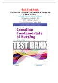 Test Bank for Canadian Fundamentals of  Nursing 6th Edition by Potter (All Chapters Complete, All Answers Verified)
