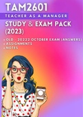 TAM2601 Exam and Study Pack for 2023 (This is the latest) (Assignments, Notes and Exam Q&A until October 2022) - Everything you need! 