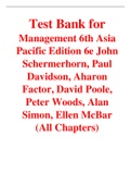Management 6th Asia Pacific Edition 6e John Schermerhorn, Paul Davidson, Aharon Factor, David Poole, Peter Woods, Alan Simon, Ellen McBar (Test Bank)