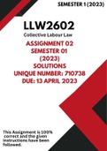 LLW2602 Distinction Guaranteed (Assignment 2, Semester 1, 2023 Answers) Answers are 100% correct - SEE EXAMPLE PAGE