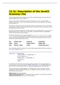 Summary CS 101 Description of the JavaCC Grammar File