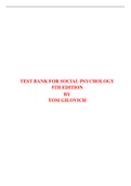 TEST BANK FOR SOCIAL PSYCHOLOGY 5TH EDITION BY TOM GILOVICH 