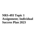 NRS-493 Topic 1 Assignment; Individual Success Plan 2023