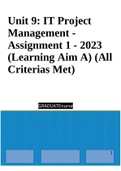 Unit 9: IT Project Management - Assignment 1 - 2023 (Learning Aim A) (All Criterias Met)