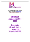 BNU1501 Assignment 4 2023 Unique Number:678889